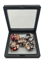 Load image into Gallery viewer, Free UK Royal Mail 24hr delivery Premium acrylic badges/pins set adapted from the popular anime series My Hero Academia. Full set of 6 super cute badges (Pins), and packaged in a gift box. Badge 1: Shoto Todoroki Badge 2: Izuku Midoriya Badge 3: Izuku Midoriya - School uniform Badge 4: Katsuki Bakugo Badge 5: All Might and Izuku Midoriya Specifications: Diameter: 2.5cm Material: High quality acrylic