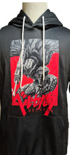 Load image into Gallery viewer, From the popular manga series Beserk - created by Kentaro Miura comes this amazing design of GUTS. Detailed DTG print with striking colours - Premium polyester hoodie. The silken style of this hoodie is designed to be lightweight and comfortable to wear. Excellent for Summer/Autumn.