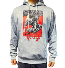 Load image into Gallery viewer, Free UK Royal Mail Tracked 24hr delivery. Cool design of Berserk "Guts" Anime hoodie. Premium DTG technology prints the design directly onto the hoodie which makes the design really stand out, easy to wash, and the colours will not fade or crack. The silken style of this polyester hoodie makes it lightweight and comfortable to wear. A large front pocket and an adjustable hood with drawstrings. Excellent gift for any Berserk fan.