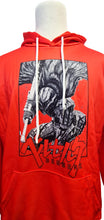 Load image into Gallery viewer, From the popular manga series Beserk - created by Kentaro Miura comes this amazing design of GUTS. Detailed DTG print with striking colours - Premium polyester hoodie. The silken style of this hoodie is designed to be lightweight and comfortable to wear. Excellent for Summer/Autumn.