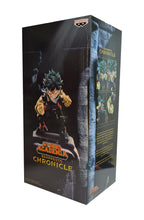Load image into Gallery viewer, Free UK Royal Mail Tracked 24hr delivery. This statue of Izuku Midoriya (Known as Deku) is launched by Banpresto's as part of their latest Chronicle series. Adapted from the popular anime My Hero Academia. The creator has did an outstanding job on this one, showing Midoriya in battle mode, posing in his uniform. - Truly amazing. The PVC statue stands at 18cm, and packaged in a huge gift/collectible box from Bandai.