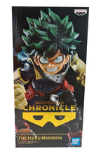 Load image into Gallery viewer, Free UK Royal Mail Tracked 24hr delivery. This statue of Izuku Midoriya (Known as Deku) is launched by Banpresto's as part of their latest Chronicle series. Adapted from the popular anime My Hero Academia. The creator has did an outstanding job on this one, showing Midoriya in battle mode, posing in his uniform. - Truly amazing. The PVC statue stands at 18cm, and packaged in a huge gift/collectible box from Bandai.