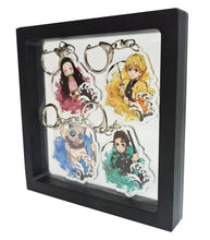 Load image into Gallery viewer, Free UK Royal Mail 24hr delivery Cool set of Demon Slayer keychains. Premium design DTG quality acrylic keyrings. The main acrylic panel stands at 6cm (approx), and 4mm (approx) thickness. 4 piece set, and packaged in a cute see-through pouch. Keychain 1: Zenitsu Agatsuma Keychain 2: Nezuko Kamado Keychain 3: Tanjiro Kamado Keychain 4: Inosuke Hashibira