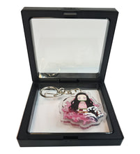 Load image into Gallery viewer, Free UK Royal Mail 24hr delivery  Demon Slayer Nezuko Kamado keychain.  Premium design DTG quality acrylic keyring packaged in a window display gift box.  The main acrylic panel of the keyring stands at 6cm (approx), and 4mm (approx) thickness.  Excellent gift for any Demon Slayer fan. 
