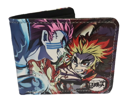 Free UK Royal Mail Tracked 24hr delivery.  This premium PVC leather wallet is designed with a smooth finish. High-quality DTG design with striking colours. Two-part art piece showing two sets of anime art from the popular anime series Demon Slayer (Kyōjurō Rengoku vs Akaza final battle).  Bi-fold closure, with Five card sections, One zip section, a photo ID section, and the main section.  Excellent gift for any Demon Slayer fan.  Limited stock available.