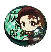 Load image into Gallery viewer, Premium acrylic badges, adapted from the popular anime series Demon Slayer. Full set of 5 super cute badges, and packaged in a cute see-through pouch. Badge 1: Inosuke Hashibira Badge 2: Zenitsu Agatsuma Badge 3: Nezuko Kamado Badge 4: Giyu Tomioka Badge 5: Tanjiro Kamado Specifications: Diameter: 2.5cm Material: High quality acrylic
