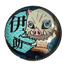 Load image into Gallery viewer, Premium acrylic badges, adapted from the popular anime series Demon Slayer. Full set of 5 super cute badges, and packaged in a cute see-through pouch. Badge 1: Inosuke Hashibira Badge 2: Zenitsu Agatsuma Badge 3: Nezuko Kamado Badge 4: Giyu Tomioka Badge 5: Tanjiro Kamado Specifications: Diameter: 2.5cm Material: High quality acrylic