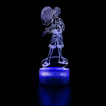 Load image into Gallery viewer, Free UK Royal Mail Tracked 24hr delivery. Combining art and technology makes this 3D visual effect lamp a perfect gift for anime fans. The acrylic design produces an optical 3D hologram effect which brings the anime character to life. The base has a touch sensor which makes it simple to control all the seven colour lighting modes. The cracked transparent design of the base of the lamp increases the visual effect compared to the regular black plastic base.