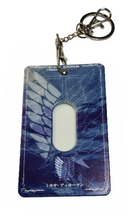 Load image into Gallery viewer, Free UK Royal Mail 24hr delivery Beautiful crafted Attack On Titan Card holder with keyring. DTG high quality design of Mikasa, adapted from the popular anime Attack On Titan. The card holder is made of High-quality PVC plastic with a smooth matt finish. The card holder can be used for storing bank cards/student cards/and other ID cards. Size: 6.7cm x 11cm (Approx) Can store up to three regular size credit cards. Excellent gift for any Attack On Titan fan.