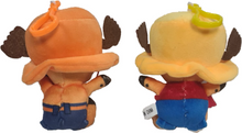 Load image into Gallery viewer, Free UK Royal Mail Tracked 24hr delivery Two super cute plush toys of Chopper from the classic anime ONE PIECE, showing the character Chopper wearing two different outfits. Plush toy 1: Luffy outfit Plush toy 2: Ace outfit Size: 13cm x 8cm x 6cm (approx) Non-toxic, soft & durable and cotton filled soft plush toy. Excellent gift for any ONE PIECE fan