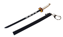 Load image into Gallery viewer, Free UK Royal Mail 24hr delivery Beautiful crafted Demon Slayer Hashira keyring. The keyring is made from high-quality zinc alloy. Kyōjurō Rengoku Katana model Keyring. Full length: 15cm