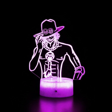 Load image into Gallery viewer, Free UK Royal Mail Tracked 24hr delivery. Combining art and technology makes this 3D visual effect lamp a perfect gift for anime fans. The acrylic design produces an optical 3D hologram effect which brings the anime character to life. The base has a touch sensor which makes it simple to control all the seven colour lighting modes. The cracked transparent design of the base of the lamp increases the visual effect compared to the regular black plastic base.