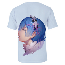 Load image into Gallery viewer, Free UK Royal Mail Tracked 24hr delivery  Cool design of Re: Zero − Starting Life in Another World Rem Anime T-shirt.  The silken style of this polyester T-shirt makes it lightweight and comfortable to wear.  Premium DTG technology prints the design directly onto the T-shirt which makes the design really stand out, easy to wash, and the colours will not fade or crack.  Excellent gift for any Re: Zero − Starting Life in Another World fan.
