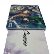 Load image into Gallery viewer, Free UK Royal Mail 24hr delivery Beautiful crafted Attack On Titan Card holder with keyring. DTG high quality design of Mikasa, adapted from the popular anime Attack On Titan. The card holder is made of High-quality PVC plastic with a smooth matt finish. The card holder can be used for storing bank cards/student cards/and other ID cards. Size: 6.7cm x 11cm (Approx) Can store up to three regular size credit cards. Excellent gift for any Attack On Titan fan.