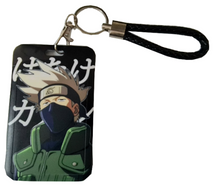 Load image into Gallery viewer, Free UK Royal Mail 24hr delivery Beautiful crafted Naruto Card holder with keyring. DTG high quality design of Kakashi Hatake is adapted from the popular anime Naruto. The card holder is made of High-quality PVC plastic with a smooth matt finish. The card holder can be used for storing bank cards/student cards/and other ID cards. Premium leather rope keyring is also included. Excellent gift for any Naruto fan. Size: Size: 6.7cm x 11cm (Approx) Can store up to three regular size credit cards.