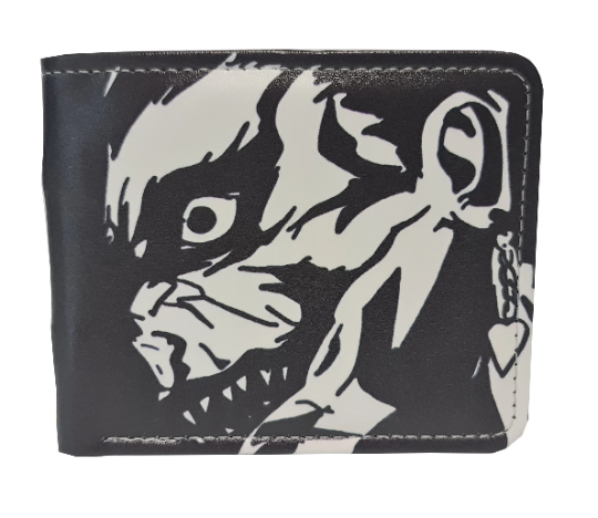 Free UK Royal Mail Tracked 24hr delivery.  This premium PVC leather wallet is designed with a smooth finish. High-quality DTG design with striking colours. Two-part art piece showing two sets of anime art on each side of the wallet. Cool design of Death Note (Ryuk).  Bi-fold closure, with Five card sections, One zip section, a photo ID section, and the main section.  Excellent gift for any Death Note fan.