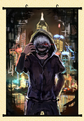 Free UK Royal Mail Tracked 24hr delivery  High-quality fabric wall scroll of Tokyo Ghoul Ken Kaneki.  Premium quality DTG design. No reflection, easy to clean and waterproof.  Two rods included with hooks for easy suspension and simple installation.  High resolution DTG print.  Size: 60cm x 90cm     Excellent piece of art to decorate your space, and show off to family and friends.