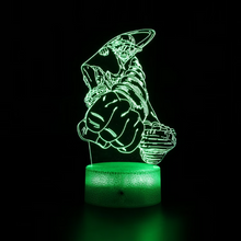 Load image into Gallery viewer, Free UK Royal Mail Tracked 24hr delivery. Combining art and technology makes this 3D visual effect lamp a perfect gift for anime fans. The acrylic design produces an optical 3D hologram effect which brings the anime character to life. The base has a touch sensor which makes it simple to control all the seven colour lighting modes. The cracked transparent design of the base of the lamp increases the visual effect compared to the regular black plastic base.