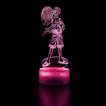 Load image into Gallery viewer, Free UK Royal Mail Tracked 24hr delivery. Combining art and technology makes this 3D visual effect lamp a perfect gift for anime fans. The acrylic design produces an optical 3D hologram effect which brings the anime character to life. The base has a touch sensor which makes it simple to control all the seven colour lighting modes. The cracked transparent design of the base of the lamp increases the visual effect compared to the regular black plastic base.