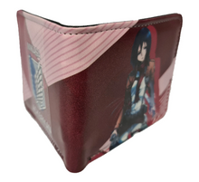 Load image into Gallery viewer, Free UK Royal Mail Tracked 24hr delivery. This premium PVC leather wallet is designed with a smooth finish. High-quality DTG design with striking colours. Two-part art piece showing two sets of anime art of Mikasa Ackerman from the popular anime Attack On Titan. Bi-fold closure, with Five card sections, One zip section, a photo ID section, and the main section. Excellent gift for any Attack On Titan fan.
