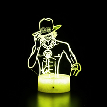Load image into Gallery viewer, Free UK Royal Mail Tracked 24hr delivery. Combining art and technology makes this 3D visual effect lamp a perfect gift for anime fans. The acrylic design produces an optical 3D hologram effect which brings the anime character to life. The base has a touch sensor which makes it simple to control all the seven colour lighting modes. The cracked transparent design of the base of the lamp increases the visual effect compared to the regular black plastic base.