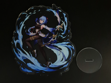 Load image into Gallery viewer, Free Royal Mail 24hr delivery Beautiful Acrylic stand of Ganyu from the popular open-world action role-playing game - "GENSHIN IMPACT". High-quality DTG print design showing Ganyu posing elegantly in a water wave background. Height: 12.5cm x 15cm Thickness: 3mm