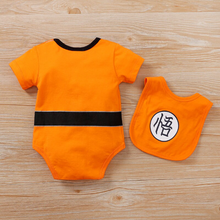 Load image into Gallery viewer, This super cute jumpsuit adapted from the popular anime series Dragon Ball Z is made of super soft cotton, the material makes the jumpsuit really soft and breathable, comfortable to wear with easy buttoned designed trousers for nappy change. Transform your baby with this amazing outfit, and look super cute and super cool, and its super comfortable too. Excellent gift for any anime fan who has a new-born baby in the family.