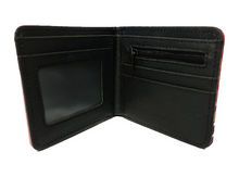 Load image into Gallery viewer, Free UK Royal Mail Tracked 24hr delivery. This premium PVC leather wallet is designed with a smooth finish. High-quality DTG design with striking colours. Two-part art piece showing two sets of anime art of Nezuko Kamado from the popular anime Demon Slayer. Bi-fold closure, with Five card sections, One zip section, a photo ID section, and the main section. Excellent gift for any Demon Slayer fan. Limited stock available.
