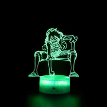 Load image into Gallery viewer, One Piece Monkey D. Luffy Sensor acrylic lamp with 7 colour changing modes plus LED cracked base design
