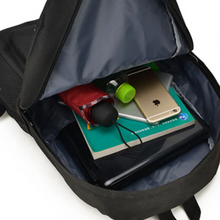 Load image into Gallery viewer, Free UK Royal Mail Tracked 24hr delivery. Demon Slayer Shinobu Kochō backpack. Premium lightweight backpack with a capacity of 35cm x17cm x 48cm. The large main compartment is excellent for books, laptops and lunch boxes etc. Additional front and back zip pockets, and side pockets. Zips are covered for anti-theft. Adjustable pearl cotton shoulder-padded double straps. Waterproof premium oxford fabric. High-quality DTG print with striking colours. This backpack is excellent for school/college.