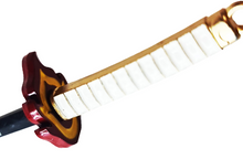 Load image into Gallery viewer, Free UK Royal Mail 24hr delivery Beautiful crafted Demon Slayer Hashira keyring. The keyring is made from high-quality zinc alloy. Kyōjurō Rengoku Katana model Keyring. Full length: 15cm