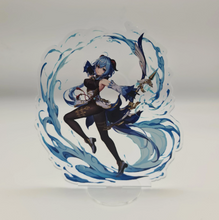 Load image into Gallery viewer, Free Royal Mail 24hr delivery Beautiful Acrylic stand of Ganyu from the popular open-world action role-playing game - "GENSHIN IMPACT". High-quality DTG print design showing Ganyu posing elegantly in a water wave background. Height: 12.5cm x 15cm Thickness: 3mm