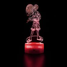 Load image into Gallery viewer, Free UK Royal Mail Tracked 24hr delivery. Combining art and technology makes this 3D visual effect lamp a perfect gift for anime fans. The acrylic design produces an optical 3D hologram effect which brings the anime character to life. The base has a touch sensor which makes it simple to control all the seven colour lighting modes. The cracked transparent design of the base of the lamp increases the visual effect compared to the regular black plastic base.