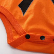 Load image into Gallery viewer, This super cute jumpsuit adapted from the popular anime series Dragon Ball Z is made of super soft cotton, the material makes the jumpsuit really soft and breathable, comfortable to wear with easy buttoned designed trousers for nappy change. Transform your baby with this amazing outfit, and look super cute and super cool, and its super comfortable too. Excellent gift for any anime fan who has a new-born baby in the family.