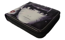 Load image into Gallery viewer, Free UK Royal Mail Tracked 24hr delivery. This premium PVC leather wallet is designed with a smooth finish. High-quality DTG design with striking colours. Two-part art piece showing two sets of anime art on each side of the wallet. Zip closure, with Five card sections, an internal zip section, a photo ID section, and the main section. Excellent gift for any Naruto fan.