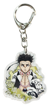 Load image into Gallery viewer, Cool set of Demon Slayer keychains - Hashiras Premium design DTG quality acrylic keyrings. The main acrylic panel stands at 6cm (approx), and 4mm (approx) thickness. 3 piece set, and packaged in a window display gift box. Keychain 1: Sanemi Shinazugawa Keychain 2: Giyu Tomioka Keychain 3: Gyomei Himejima Excellent gift for any Demon Slayer fan.