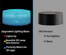 Load image into Gallery viewer, Free UK Royal Mail Tracked 24hr delivery. Combining art and technology makes this 3D visual effect lamp a perfect gift for anime fans. The acrylic design produces an optical 3D hologram effect which brings the anime character to life. The base has a touch sensor which makes it simple to control all the seven colour lighting modes. The cracked transparent design of the base of the lamp increases the visual effect compared to the regular black plastic base.