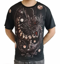 Load image into Gallery viewer, Free UK Royal Mail Tracked 24hr delivery. Super cool Dragon ball T-shirt of the almighty Shenron Dragon God, adapted from the classic anime Dragon Ball Z. The T-shirt is made from Polyester/Elastane, light weight and smooth finish, great for summer. High quality DTG print design. Excellent gift for any Dragon Ball fan this summer.