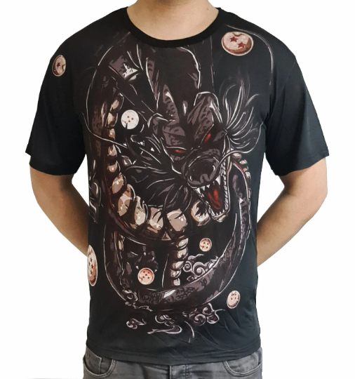Free UK Royal Mail Tracked 24hr delivery.  Super cool Dragon ball T-shirt of the almighty Shenron Dragon God, adapted from the classic anime Dragon Ball Z.  The T-shirt is made from Polyester/Elastane, light weight and smooth finish, great for summer.  High quality DTG print design.  Excellent gift for any Dragon Ball fan this summer.