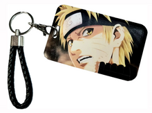 Load image into Gallery viewer, Free UK Royal Mail 24hr delivery Beautiful crafted Naruto Card holder with keyring. DTG high quality design of Naruto Uzumaki is adapted from the popular anime Naruto. The card holder is made of High-quality PVC plastic with a smooth matt finish. The card holder can be used for storing bank cards/student cards/and other ID cards. Premium leather rope keyring is also included. Excellent gift for any Naruto fan. Size: Size: 6.7cm x 11cm (Approx) Can store up to three regular size credit cards.