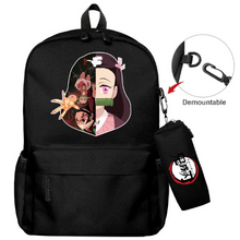 Load image into Gallery viewer, Demon Slayer Nezuko and Tanjiro Anime Bag Set – 2 Pieces / Black
