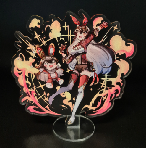 Free Royal Mail 24hr delivery  Beautiful Acrylic stand of Amber and her doll (Baron bunny) from the popular open-world action role-playing game - 
