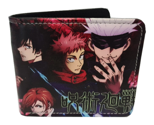 Free UK Royal Mail Tracked 24hr delivery.  This premium PVC leather wallet is designed with a smooth finish. High-quality DTG design with striking colours, adapted from the popular anime Jujutsu Kaisen.  Bi-fold closure, with Five card sections, a photo ID section, and the main section.  Excellent gift for any Jujutsu Kaisen fan.  Limited stock available.