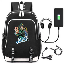 Load image into Gallery viewer, JoJo's Bizarre Adventure Jotaro Kujo Anime Backpack / School Bag / Travel Bag / Laptop Bag - Black and White