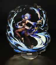 Load image into Gallery viewer, Free Royal Mail 24hr delivery Beautiful Acrylic stand of Ganyu from the popular open-world action role-playing game - "GENSHIN IMPACT". High-quality DTG print design showing Ganyu posing elegantly in a water wave background. Height: 12.5cm x 15cm Thickness: 3mm