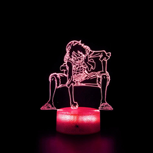 Load image into Gallery viewer, One Piece Monkey D. Luffy Sensor acrylic lamp with 7 colour changing modes plus LED cracked base design
