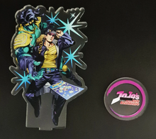 Load image into Gallery viewer, Free Royal Mail 24hr delivery Striking Acrylic stand of Joseph Joestar from the popular anime series JoJo's Bizarre Adventure. High-quality DTG print design showing the main protagonist Joseph Joestar posing in battle mode. Height: 12.5cm x 15cm Thickness: 3mm Excellent gift for any JoJo's Bizarre Adventure fan.