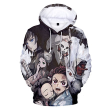 Load image into Gallery viewer, Free UK Royal Mail Tracked 24hr delivery.  Cool design of Demon Slayer Characters Anime hoodie.
