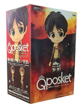 Load image into Gallery viewer, FREE UK Royal Mail Tracked 24hr service    Super cute Q POSKET (Type A) figure/statue of Eren Yeager. This figure is adapted from the popular anime series - "Attack on Titan"  - launched by Banpresto.   The figure is sculpted meticulously, showing Levi posing in his Scout uniform and cape.   The PVC statue stands at 14cm tall, comes with a display base, and is packaged in an official premium gift box from Bandai.