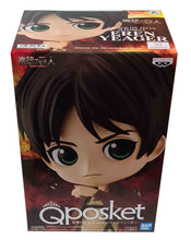 Load image into Gallery viewer, FREE UK Royal Mail Tracked 24hr service    Super cute Q POSKET (Type A) figure/statue of Eren Yeager. This figure is adapted from the popular anime series - "Attack on Titan"  - launched by Banpresto.   The figure is sculpted meticulously, showing Levi posing in his Scout uniform and cape.   The PVC statue stands at 14cm tall, comes with a display base, and is packaged in an official premium gift box from Bandai.